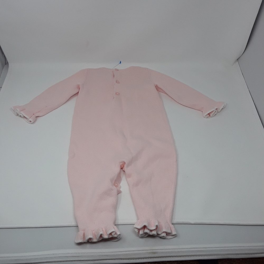 Zip Zap Girls Sweater Onsies Up to 9 Months Ruffle Hem Pink White Bow
